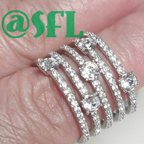 Swarovski Crystal Multi Strands Statement Ring Showstopper Regency Glam Sparkle - Picture 7 of 10